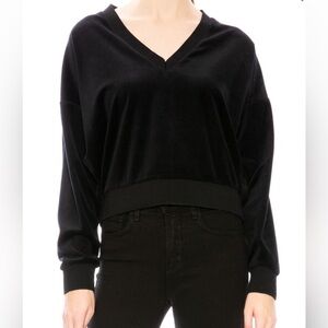 IRO STUDDED SLEEVE VELVET SWEATSHIRT - BLACK Size XS